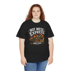 Hot Mess Express First Class T-Shirt | Funny Train Graphic Tee | Sarcastic Chaos Shirt