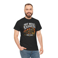 Hot Mess Express First Class T-Shirt | Funny Train Graphic Tee | Sarcastic Chaos Shirt